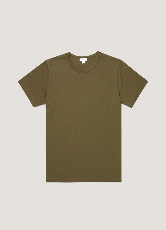 Mens Heavyweight Jersey Tshirt In Deep Olive Mtsh0187 Gniz