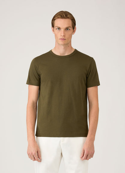 Mens Heavyweight Jersey Tshirt In Deep Olive Mtsh0187 Gniz