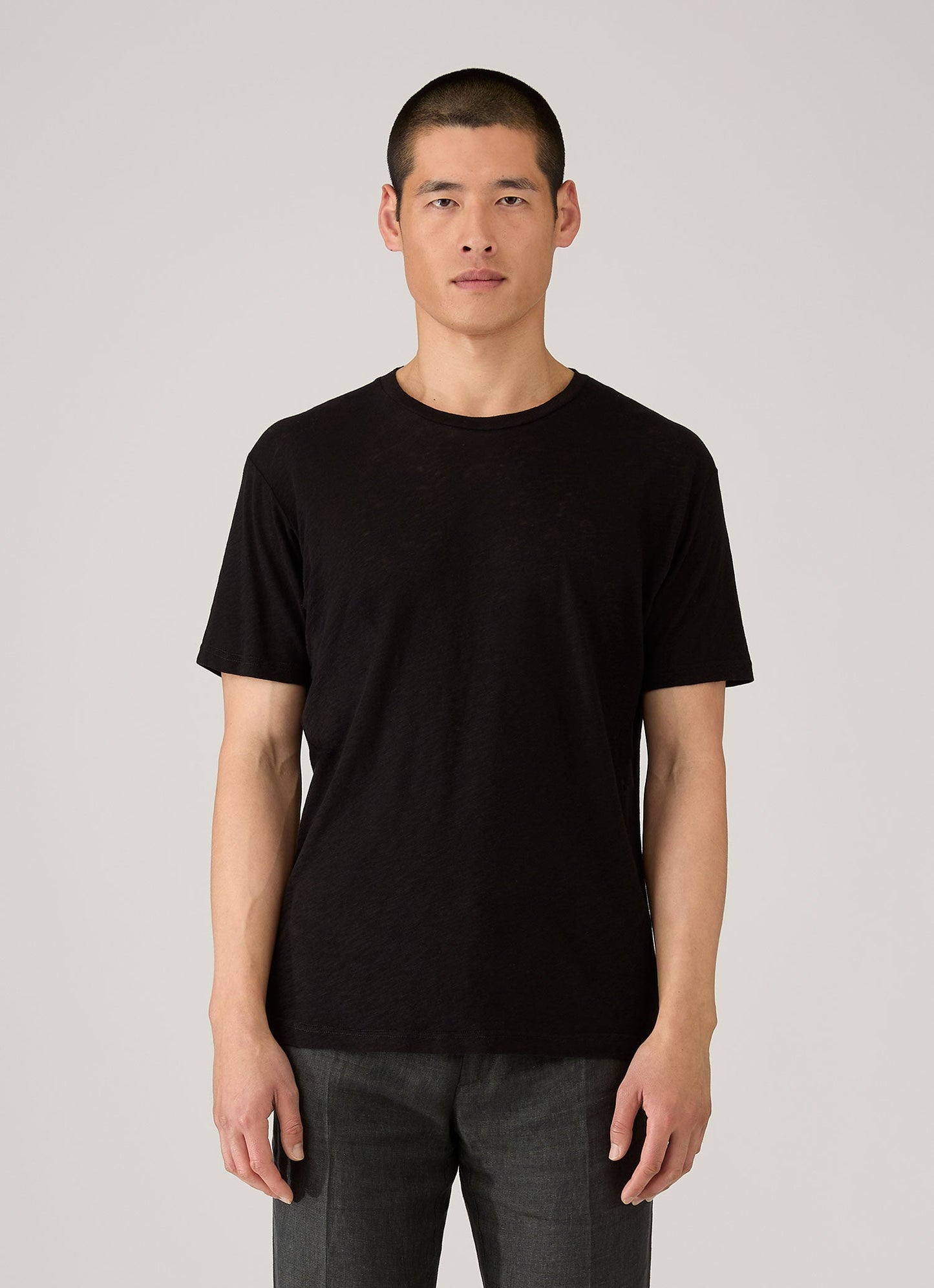 Mens Cotton Linen Tshirt In Black Mtsh0192 Bkaa