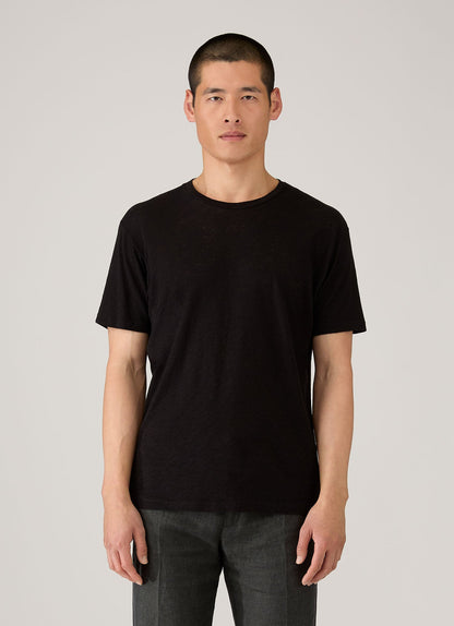 Mens Cotton Linen Tshirt In Black Mtsh0192 Bkaa