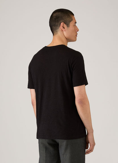 Mens Cotton Linen Tshirt In Black Mtsh0192 Bkaa