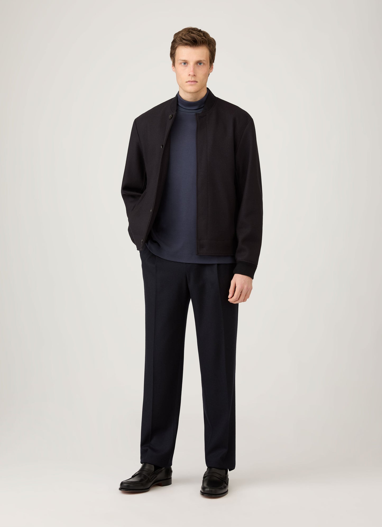 Men's Roll Neck Heavyweight T-shirt in Navy