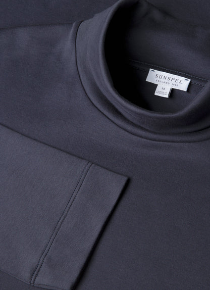 Men's Roll Neck Heavyweight T-shirt in Navy