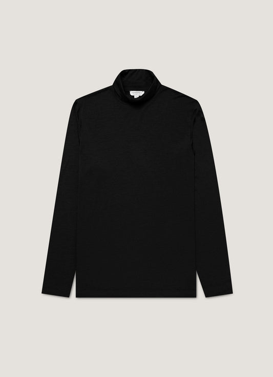 Mens Ultrafine Merino Roll Neck In Black Mtsh0198 Bkaa