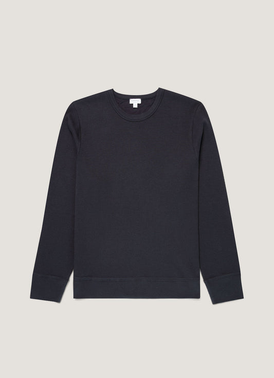 Mens Long Sleeve Cellulock Crew Neck In Navy Mtsh0201 Buaa