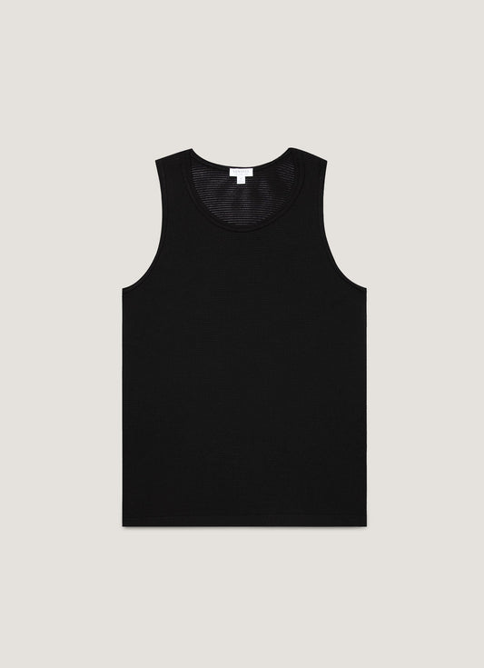 Mens Cellular Cotton Underwear Vest In Black Mves4202 Bkaa
