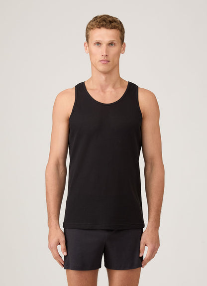 Mens Cellular Cotton Underwear Vest In Black Mves4202 Bkaa