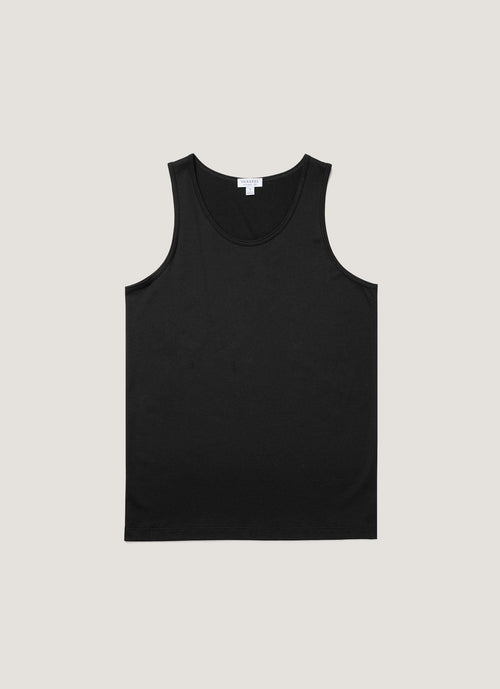 Mens Superfine Cotton Vest In Black Mves4203