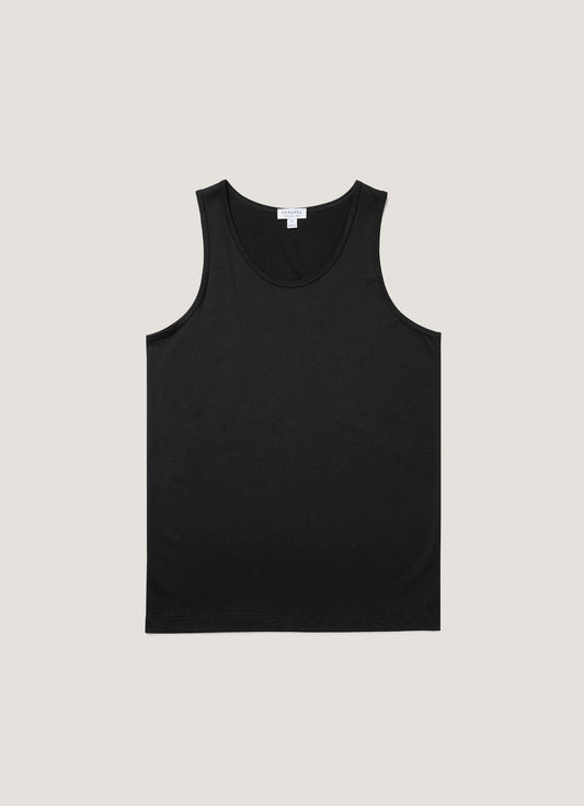 Mens Superfine Cotton Vest In Black Mves4203