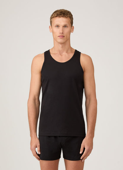 Mens Superfine Cotton Vest In Black Mves4203
