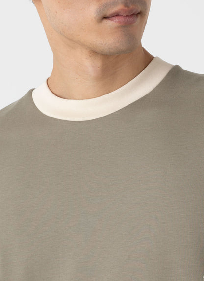 Mens Nigel Cabourn Carbon Brushed Tshirt In Earth Ncmtsh0184 Gnhu
