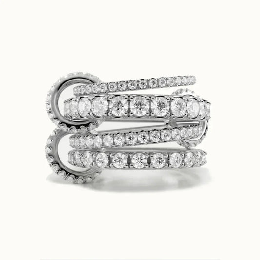 Hallie Stacked Diamond Silver Ring