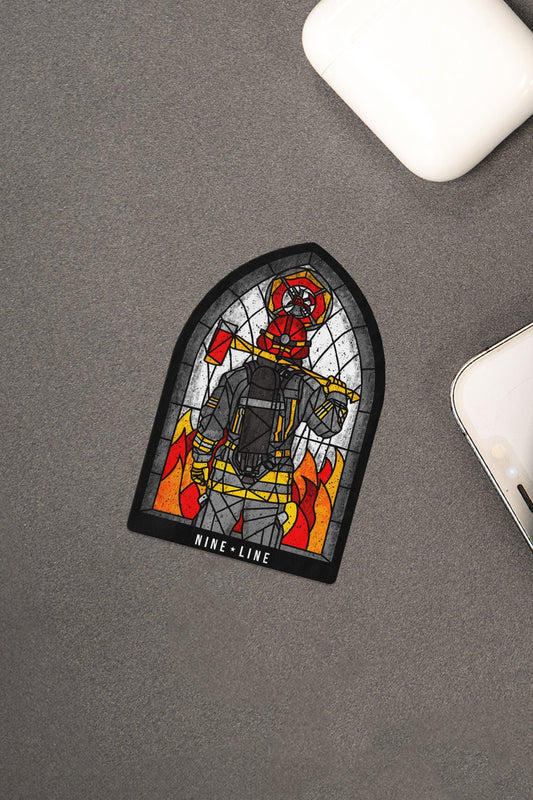 Stained Glass Firefighter - Sticker