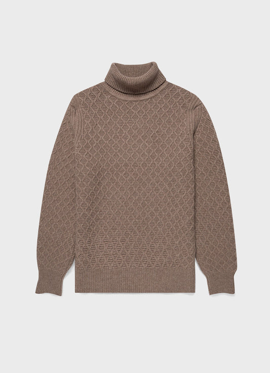 Mens Wm Brown Lambswool Roll Neck In Natural Brown Wbmjum8268 Brea