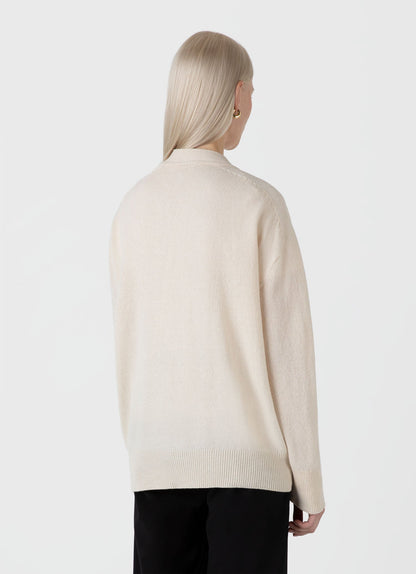 Womens Lambswool Cardigan In Ecru Wcar8183 Whcr