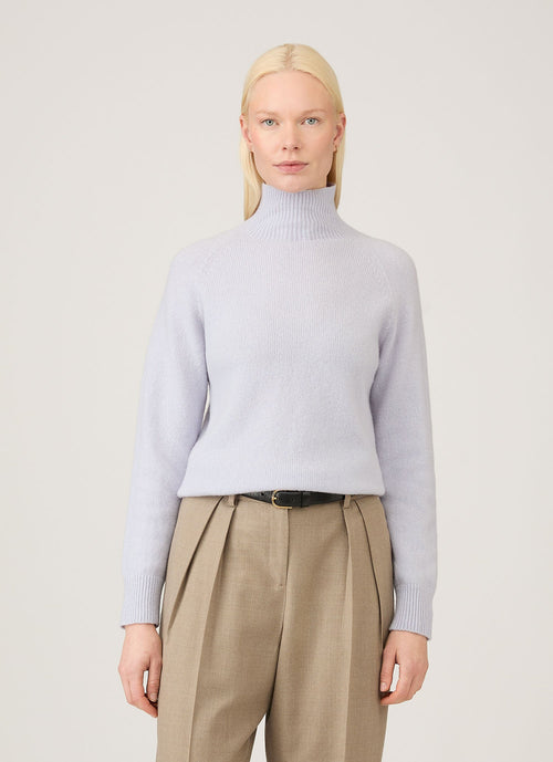 Womens Lambswool Funnel Neck Jumper In Ice Blue Wjum8052 Buge
