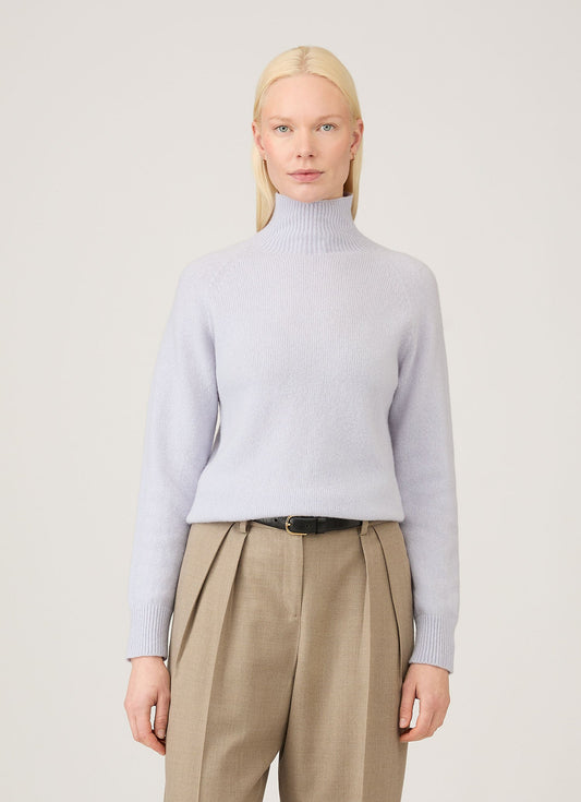 Womens Lambswool Funnel Neck Jumper In Ice Blue Wjum8052 Buge