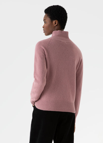 Womens Lambswool Funnel Neck Jumper In Vintage Pink Wjum8052 Pkbh
