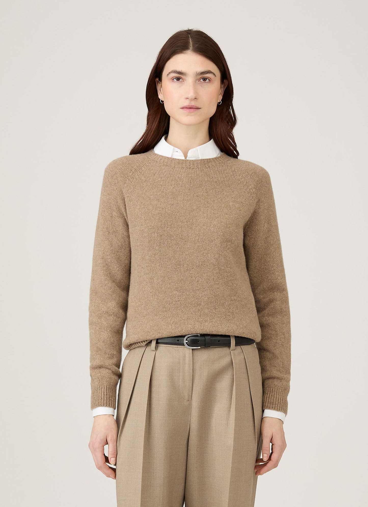 Womens Lambswool Crew Neck Jumper In Mink Wjum8073 Brgb