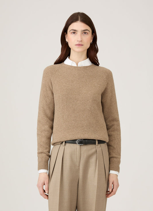 Womens Lambswool Crew Neck Jumper In Mink Wjum8073 Brgb