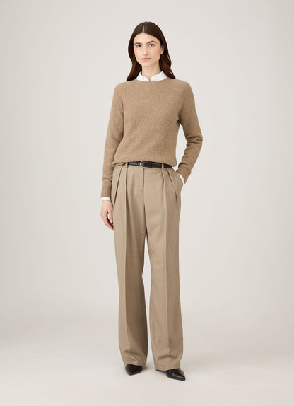 Womens Lambswool Crew Neck Jumper In Mink Wjum8073 Brgb