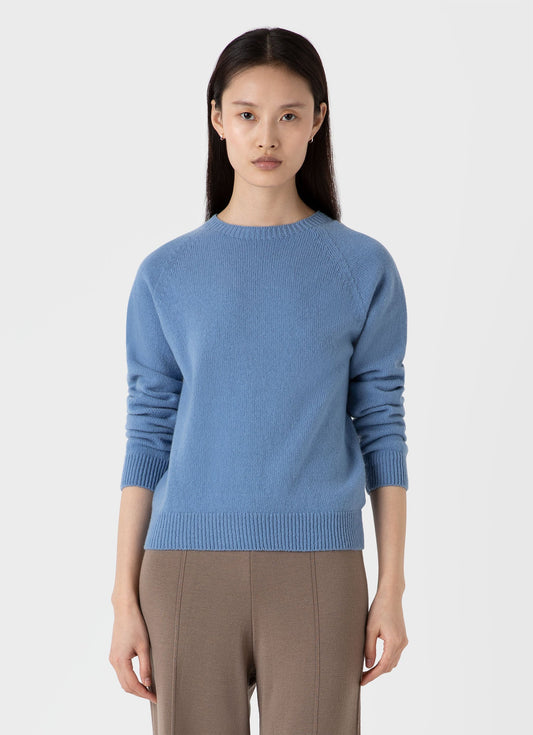 Womens Lambswool Crew Neck Jumper In Cornflower Wjum8073 Buva