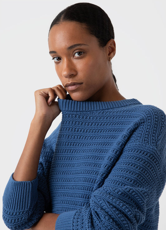 Womens Chunky Textured Jumper In Bluestone Wjum8167 Burv