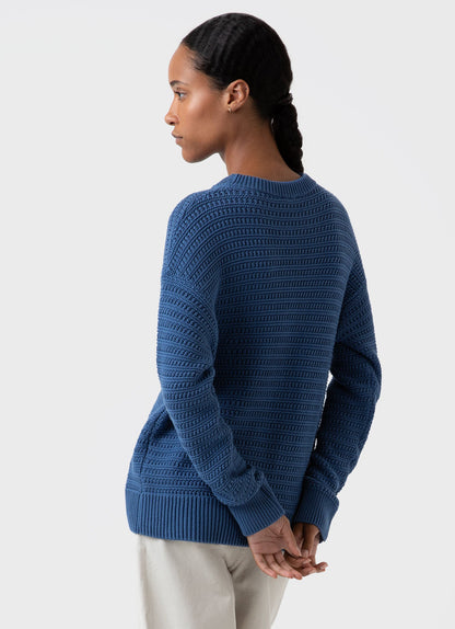 Womens Chunky Textured Jumper In Bluestone Wjum8167 Burv