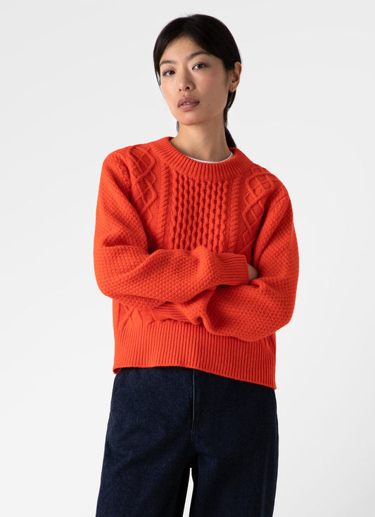 Womens Cable Knit Jumper In Magma Wjum8186 Rdee