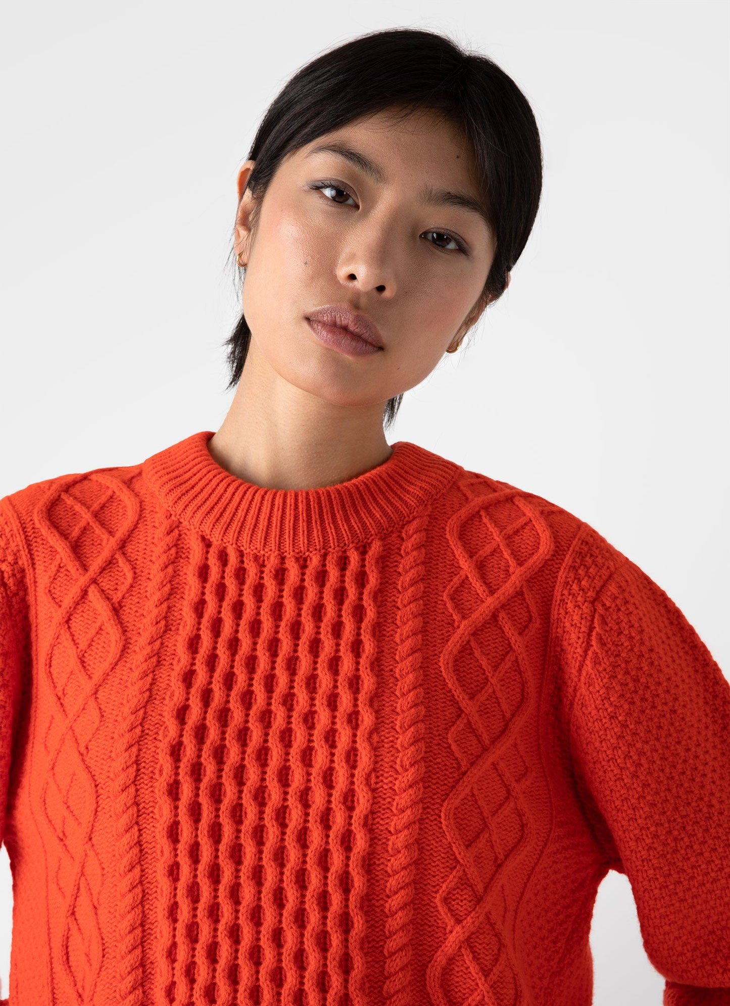 Womens Cable Knit Jumper In Magma Wjum8186 Rdee