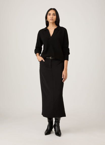 Womens Lambswool Polo Neck Jumper In Black Wpol8214 Bkaa