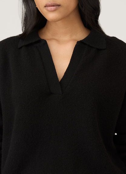Womens Lambswool Polo Neck Jumper In Black Wpol8214 Bkaa