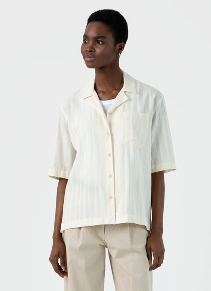 Womens Camp Collar Shirt In Ecru Wsht2039 Whcr