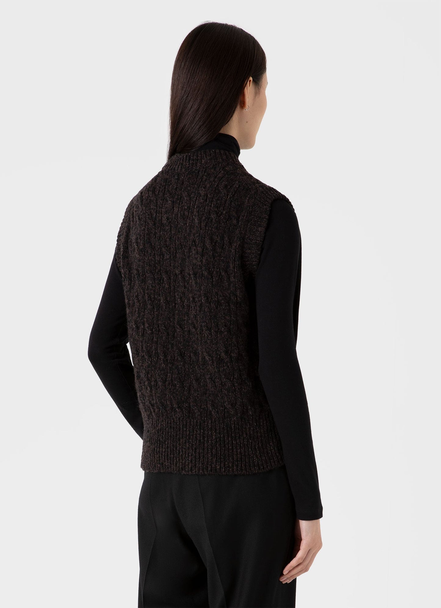 Womens Cable Knit Vest In Coffee Twist Wtop8218 Bren