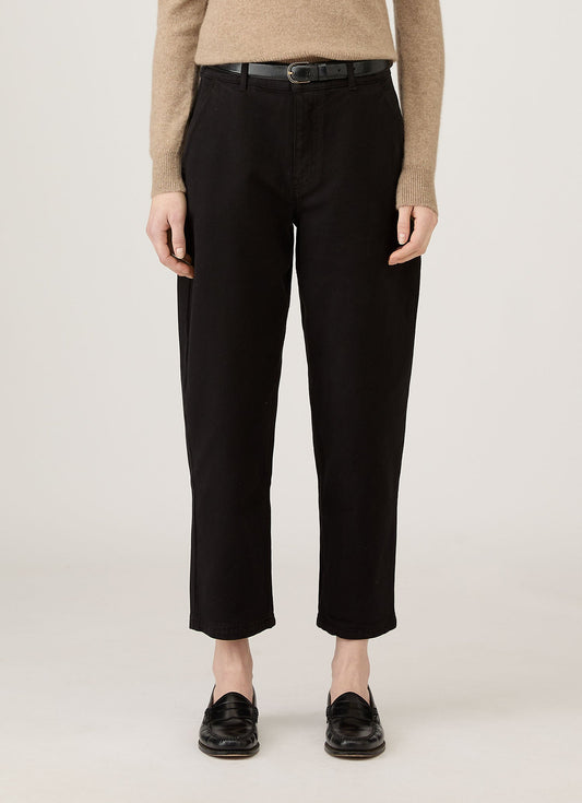 Womens Cotton Drill Tapered Trouser In Black