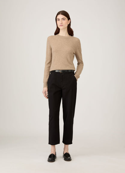 Womens Cotton Drill Tapered Trouser In Black