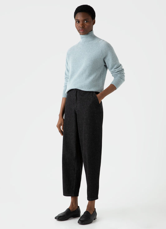 Womens Denim Tapered Trouser In Black Denim Wash Wtrs3043B Bkbi