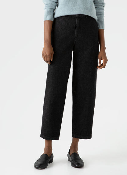 Womens Denim Tapered Trouser In Black Denim Wash Wtrs3043B Bkbi